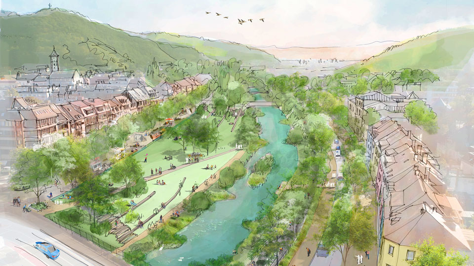 Eine Illustration von Freiburg wegen des Stadttunnel Themas
