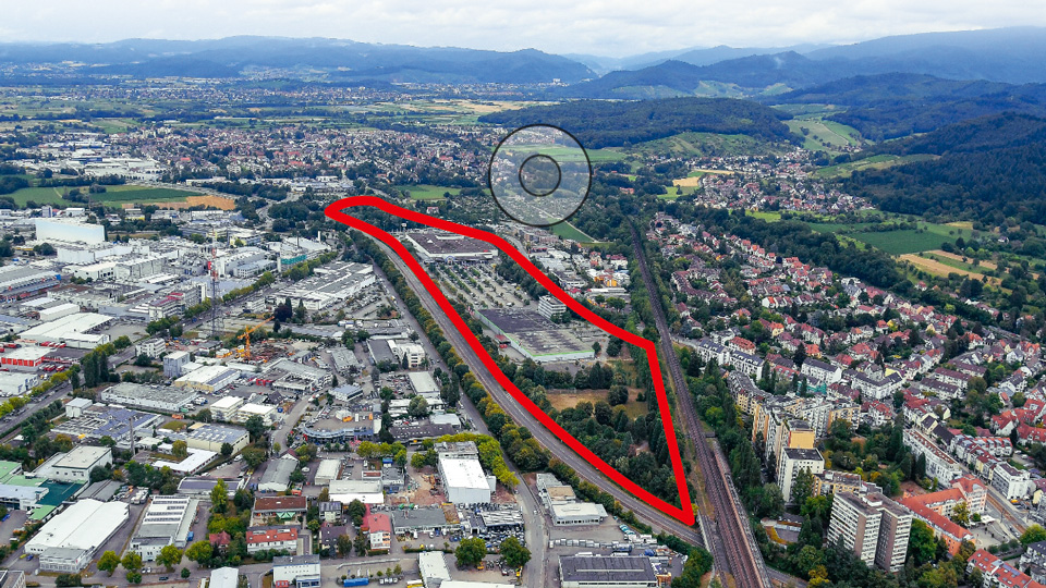 Neues Quartier in Zähringen - Luftaufnahme