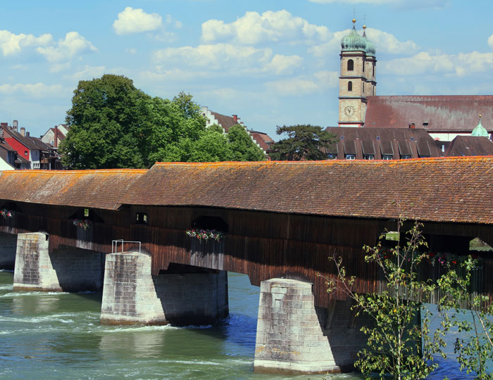 Bad Säckingen mit der längsten gedeckten Holzbrücke Europas