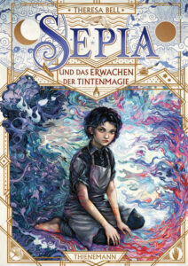 Auf dem Bild ist das komplette Buchcover von dem Buch "Sepia und das
Erwachen der
Tintenmagie"