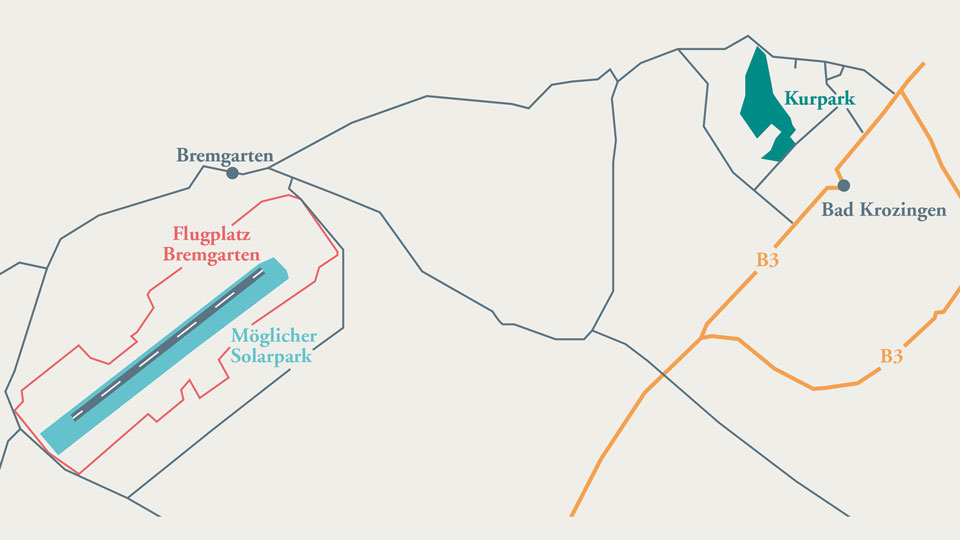 Illustrierte Karte vom Flugplatz Bremgarten und Umgebung